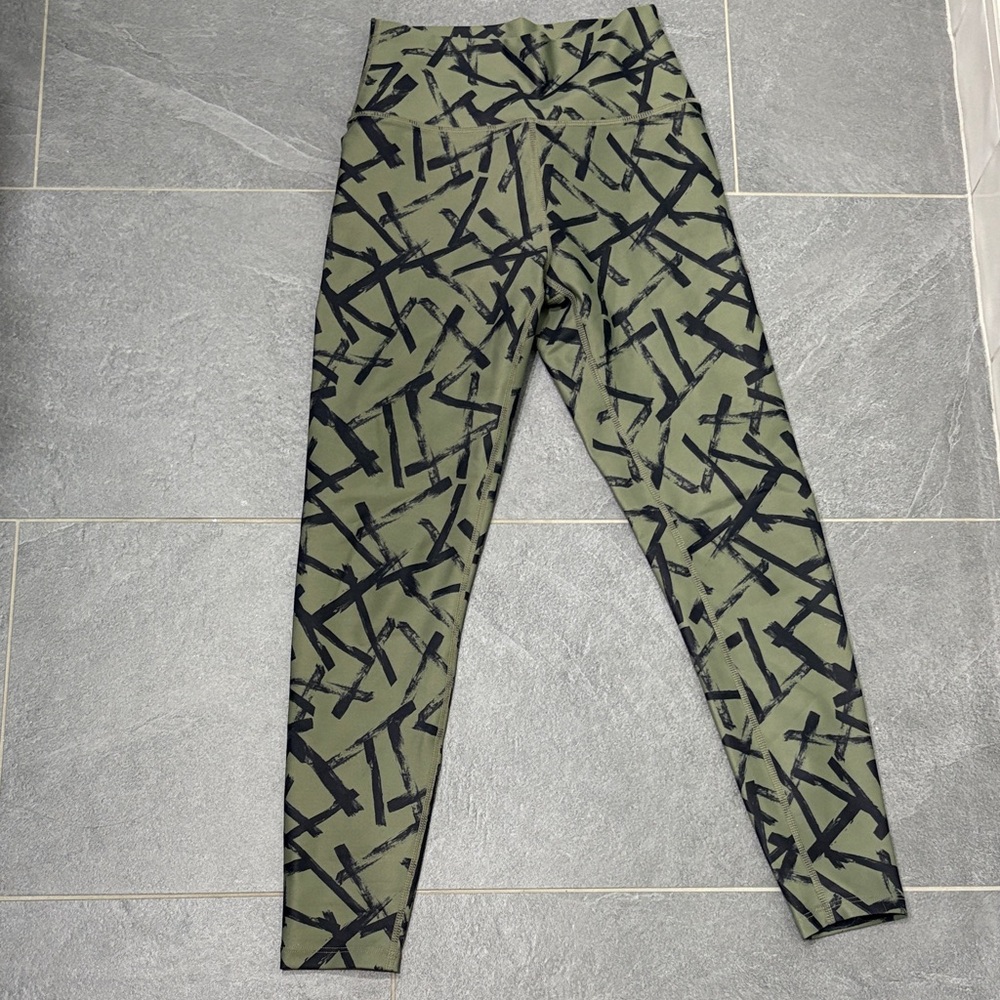 Olive and Black Graphic Leggings